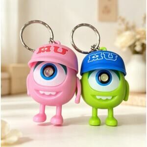 2Pcs Disney Monsters Inc Mike Wazowski Couple Keychains I Love You Sound Keyring